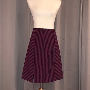 NWOT Wine and Navy Striped Skirt. Size 12
